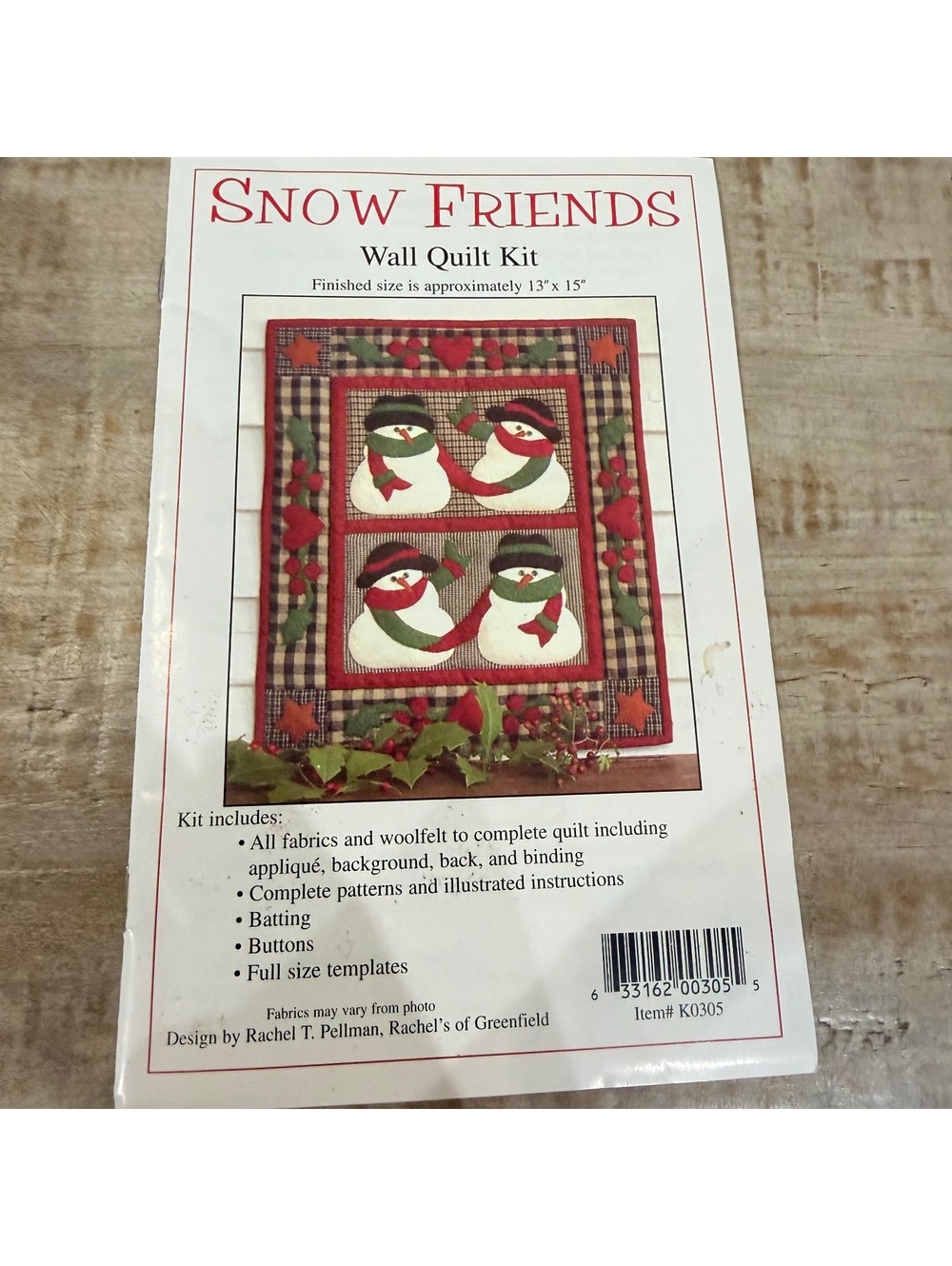 Rachel’s of Greenfield Snow Friends Wall Quilt Kit K0305 Partial Kit Snowmen